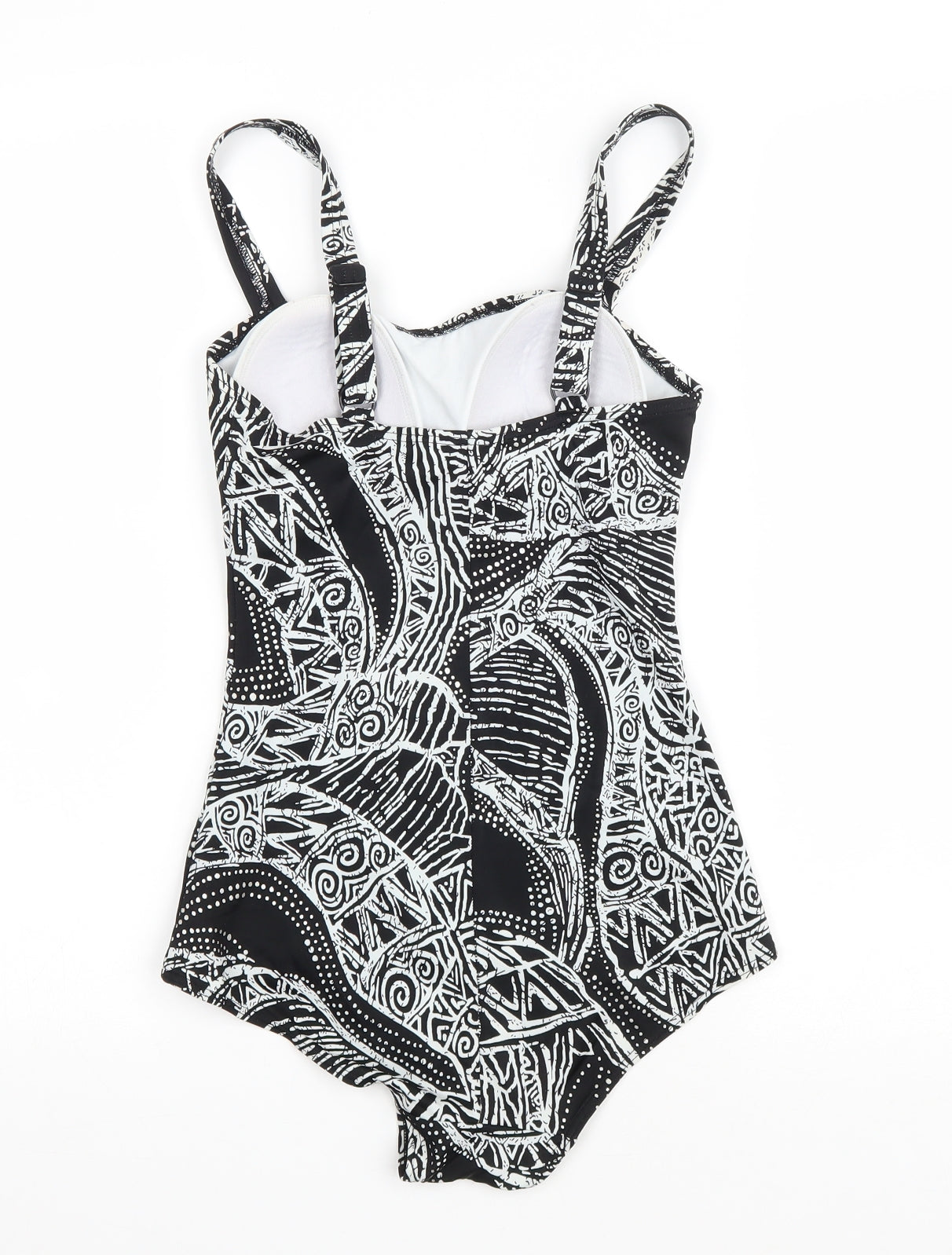 Riviera Womens Black Geometric Polyester One Piece Size 10