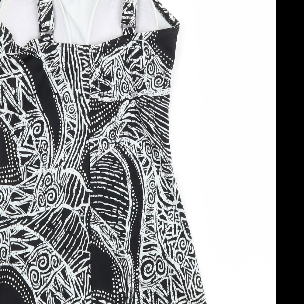 Riviera Womens Black Geometric Polyester One Piece Size 10