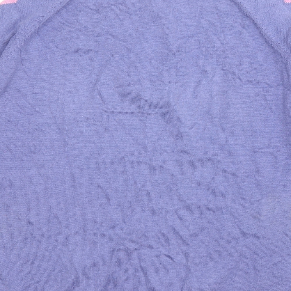 Glenmuir Womens Purple High Neck Argyle/Diamond Cotton Pullover Jumper Size XL