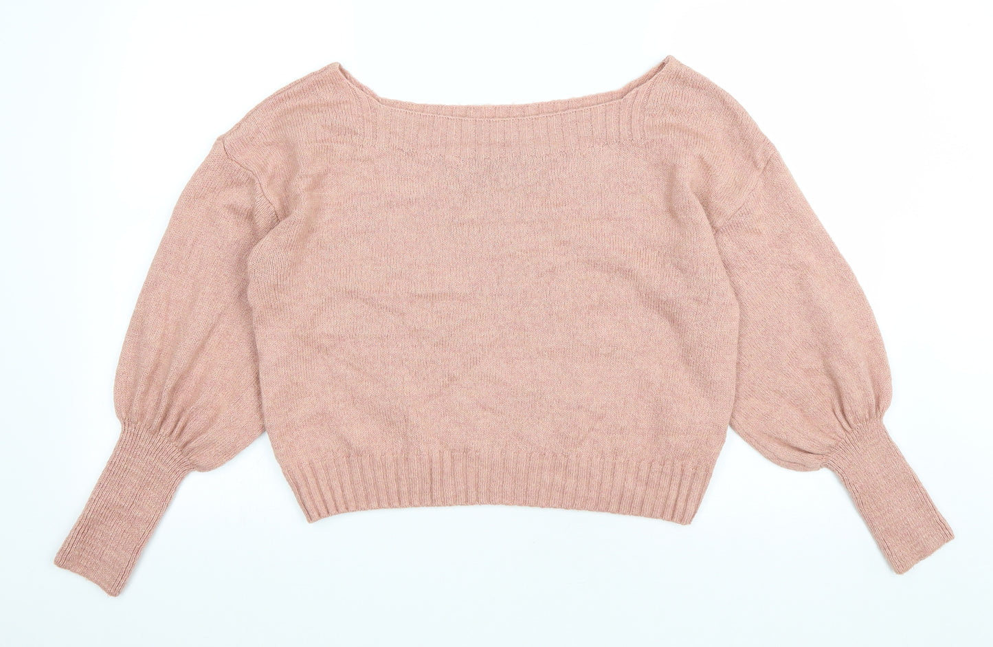 Primark Womens Pink Boat Neck Acrylic Pullover Jumper Size S