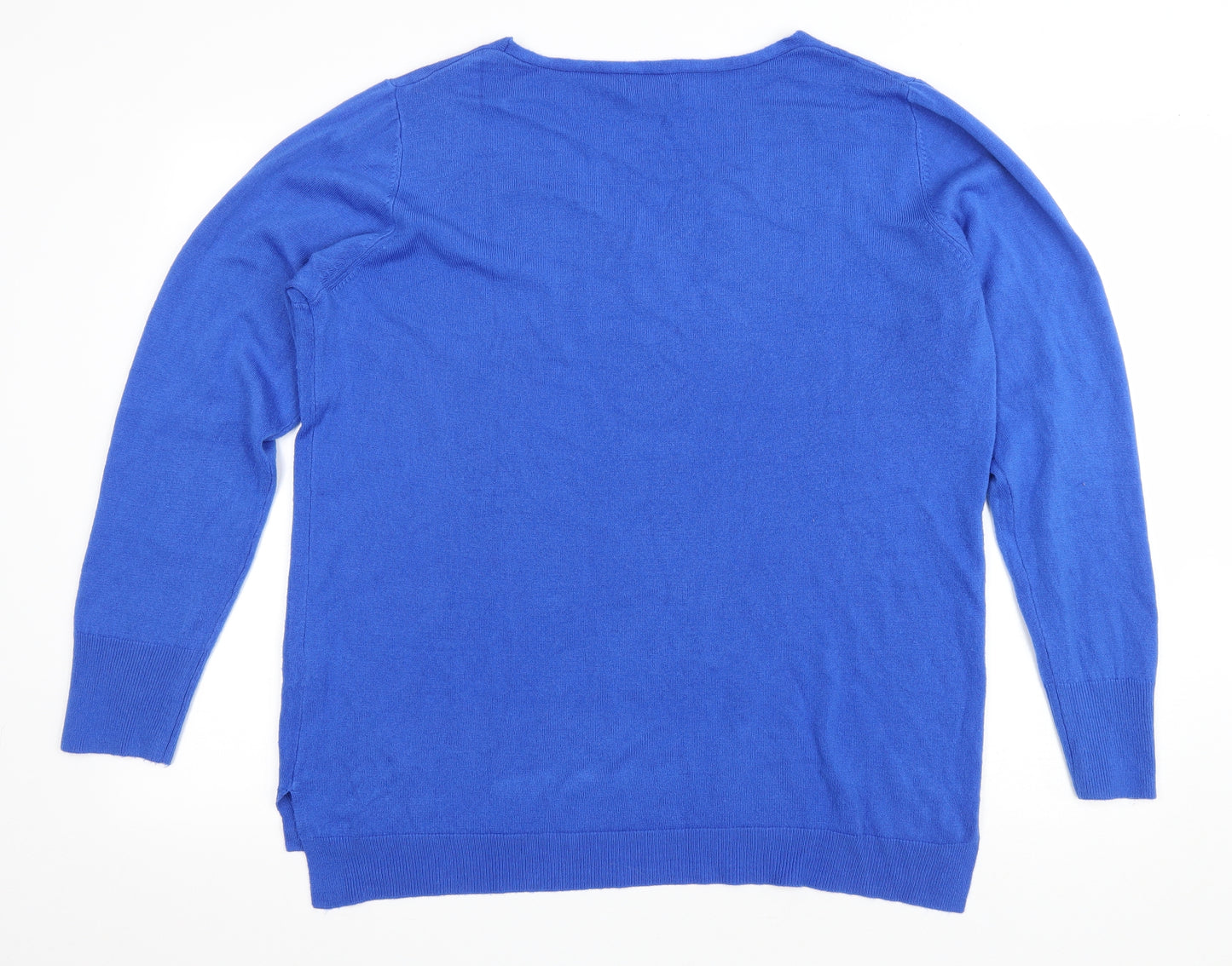 Primark Womens Blue V-Neck Acrylic Pullover Jumper Size XL