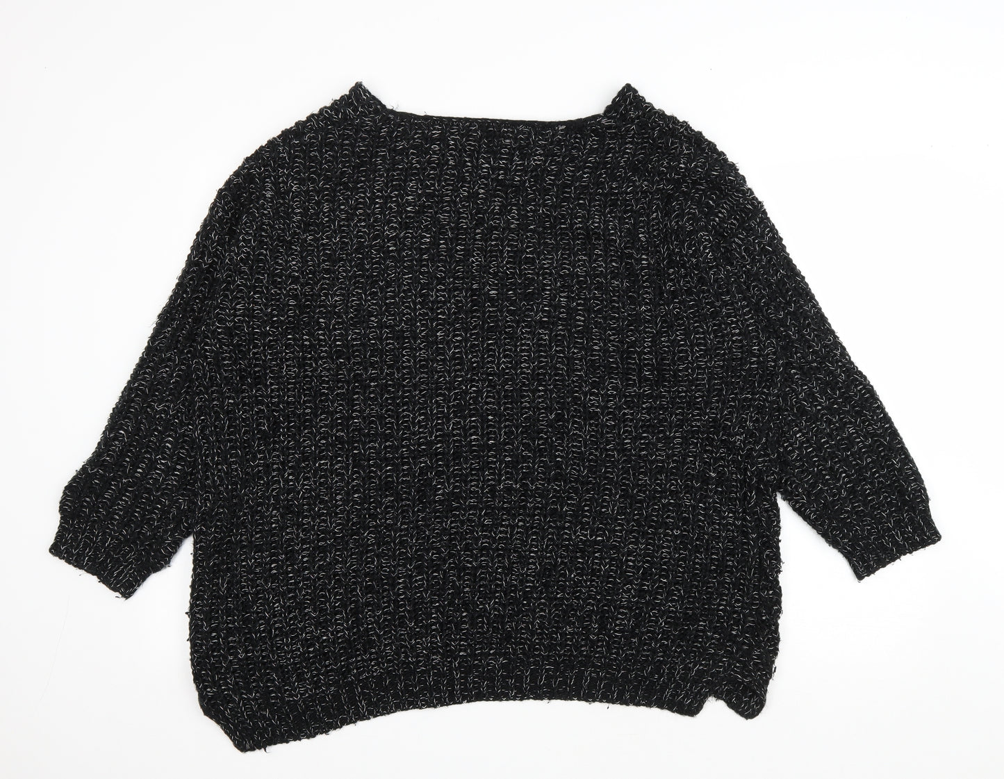 F&F Womens Black V-Neck Acrylic Pullover Jumper Size 14