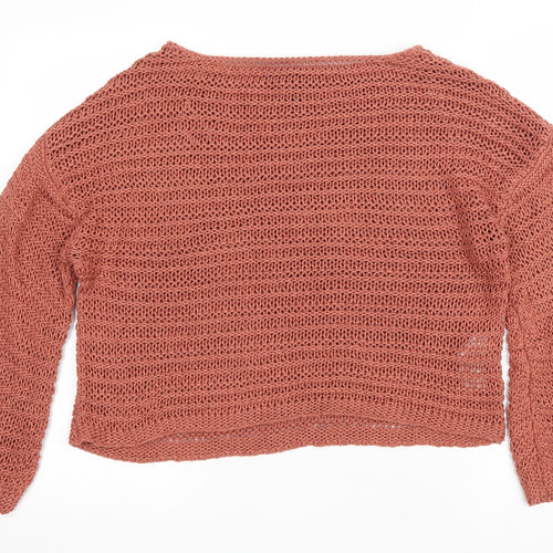 New Look Womens Pink Boat Neck Acrylic Pullover Jumper Size L