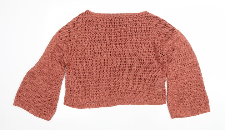 New Look Womens Pink Boat Neck Acrylic Pullover Jumper Size L
