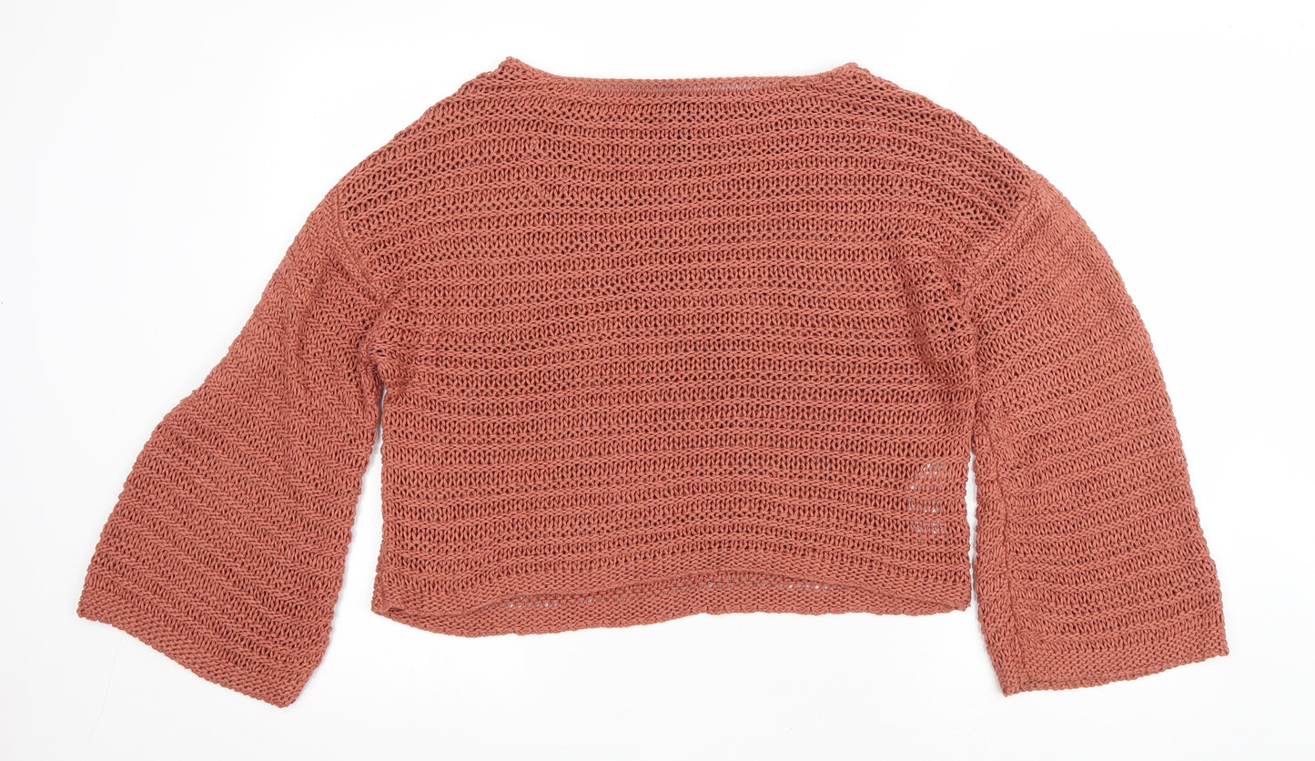 New Look Womens Pink Boat Neck Acrylic Pullover Jumper Size L
