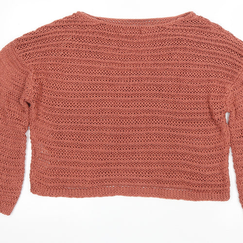 New Look Womens Pink Boat Neck Acrylic Pullover Jumper Size L