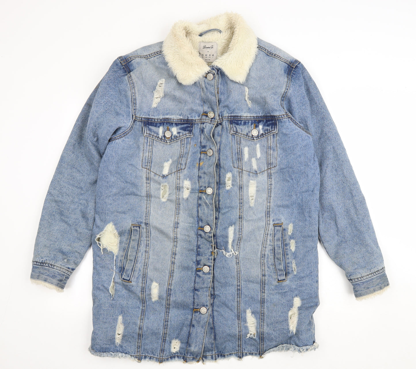 Denim Co Womens Blue Jacket Size 14 Button