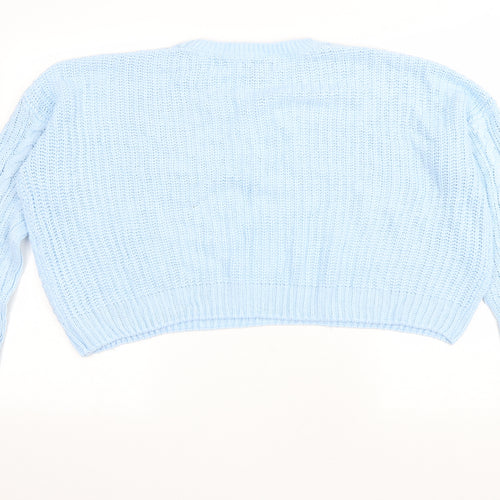 Atmoshphere Womens Blue Round Neck Acrylic Pullover Jumper Size L - Cropped