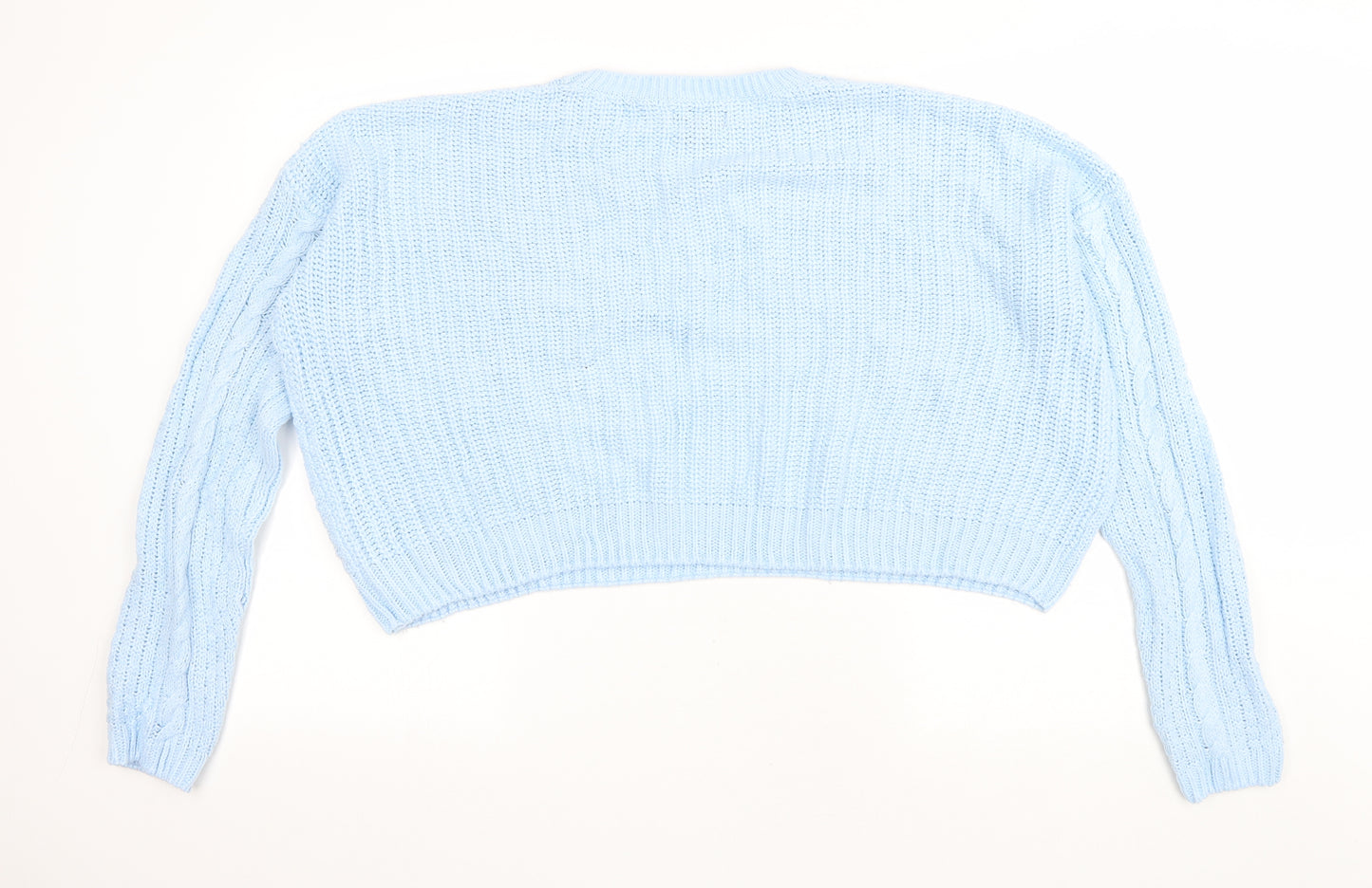 Atmoshphere Womens Blue Round Neck Acrylic Pullover Jumper Size L - Cropped