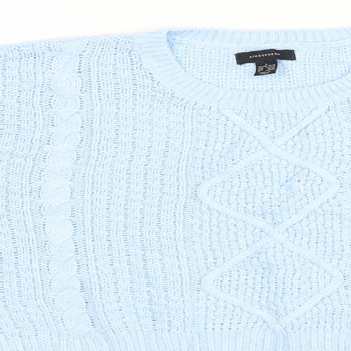 Atmoshphere Womens Blue Round Neck Acrylic Pullover Jumper Size L - Cropped