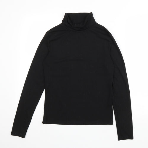 Primark Womens Black Polyester Basic T-Shirt Size XS Roll Neck