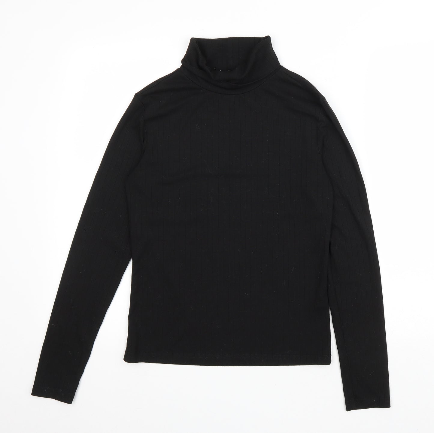 Primark Womens Black Polyester Basic T-Shirt Size XS Roll Neck