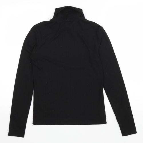 Primark Womens Black Polyester Basic T-Shirt Size XS Roll Neck