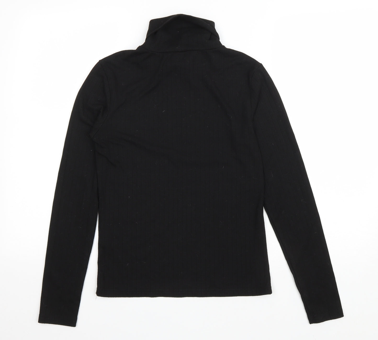 Primark Womens Black Polyester Basic T-Shirt Size XS Roll Neck