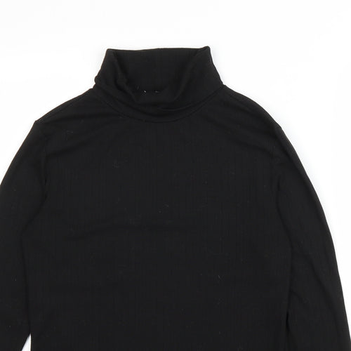 Primark Womens Black Polyester Basic T-Shirt Size XS Roll Neck