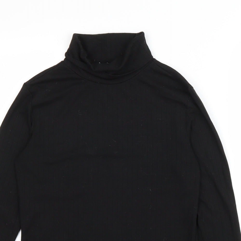 Primark Womens Black Polyester Basic T-Shirt Size XS Roll Neck