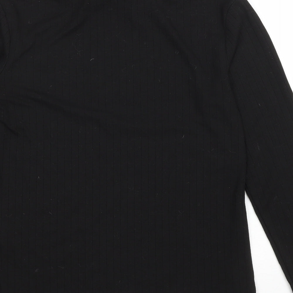 Primark Womens Black Polyester Basic T-Shirt Size XS Roll Neck