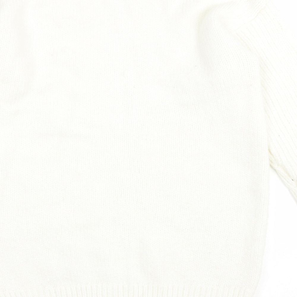 F&F Womens White Round Neck Acrylic Pullover Jumper Size 14 - Cold shoulder