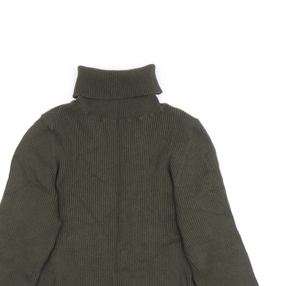 NEXT Womens Green Roll Neck Cotton Pullover Jumper Size 12 - ribbed fabric