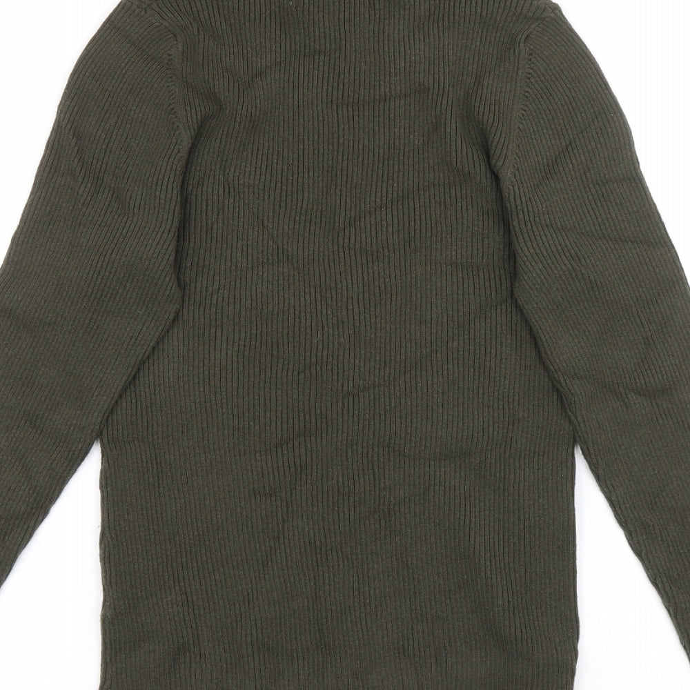 NEXT Womens Green Roll Neck Cotton Pullover Jumper Size 12 - ribbed fabric