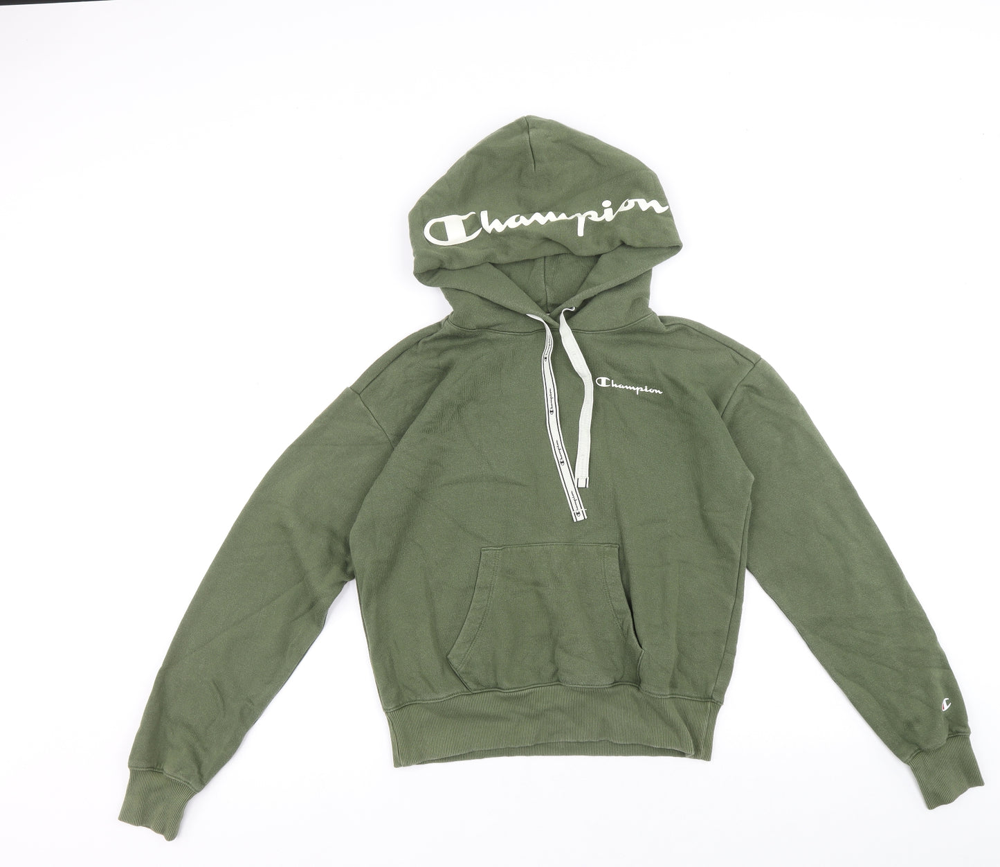 Champion Womens Green Cotton Pullover Hoodie Size S Pullover - Champion Logo