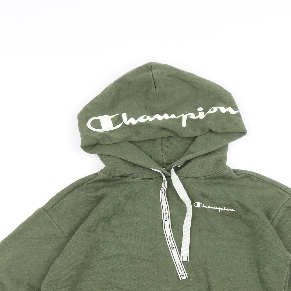 Champion Womens Green Cotton Pullover Hoodie Size S Pullover - Champion Logo