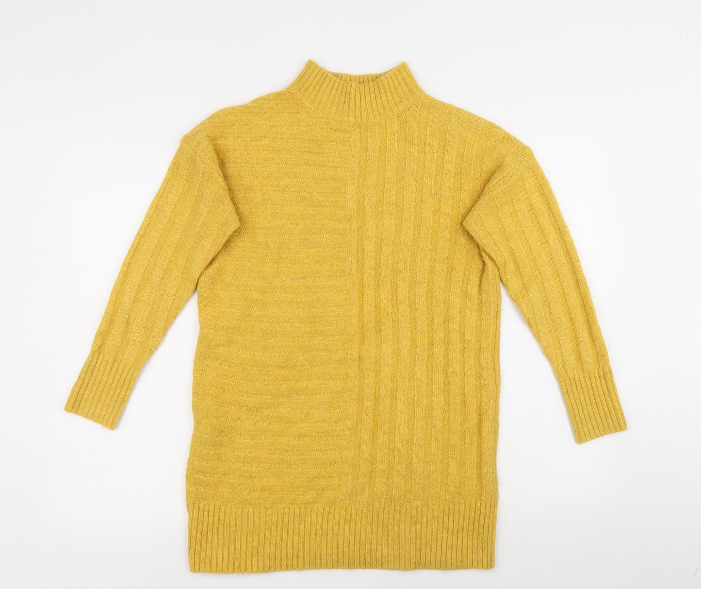 George Womens Yellow High Neck Acrylic Pullover Jumper Size S - Ribbed detail