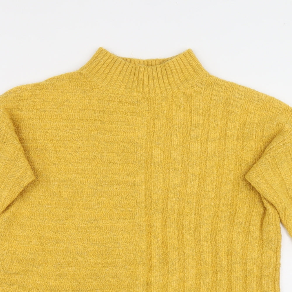 George Womens Yellow High Neck Acrylic Pullover Jumper Size S - Ribbed detail
