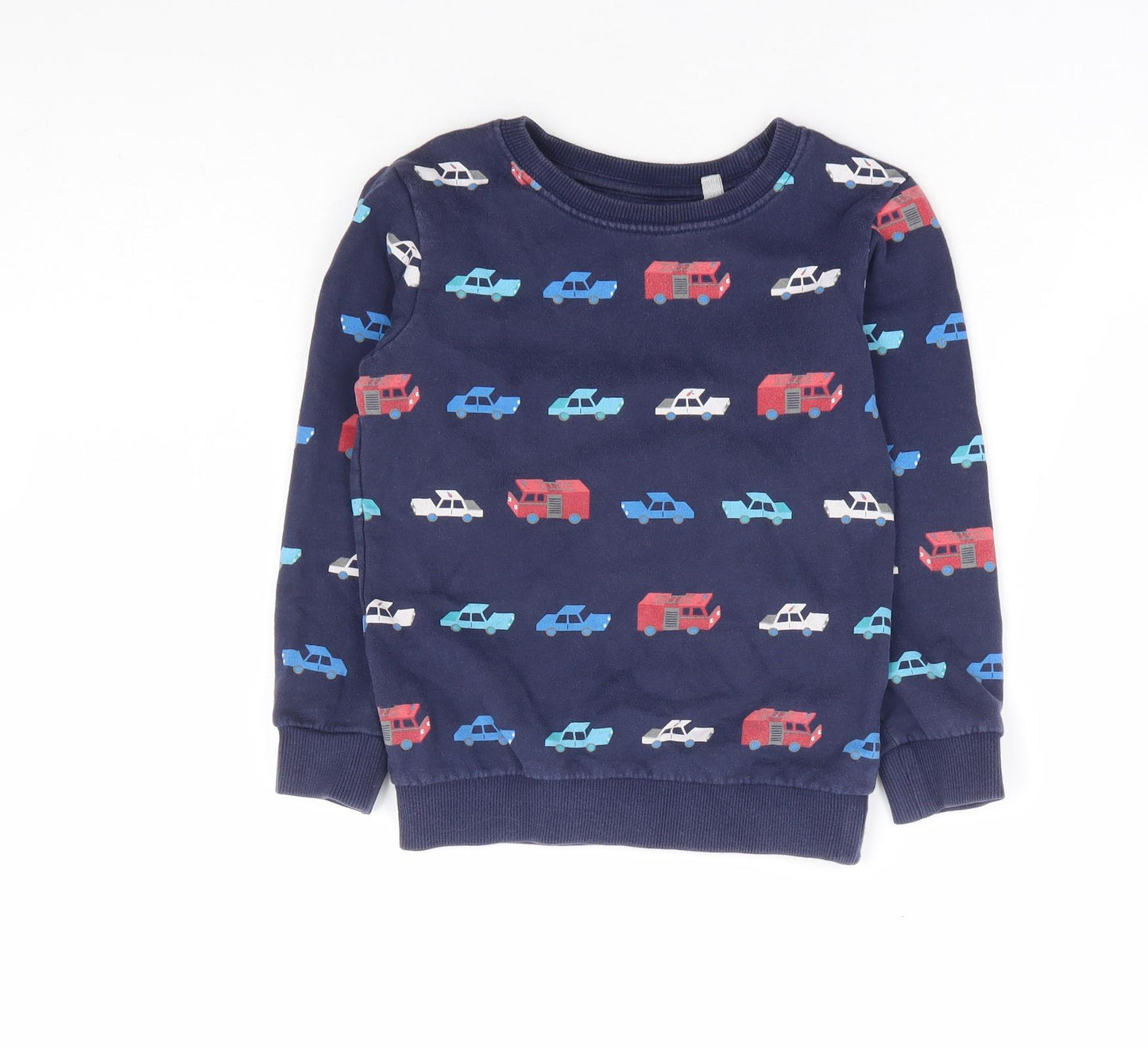 Blue Zoo Boys Blue Geometric 100% Cotton Pullover Sweatshirt Size 4-5 Years Pullover - Cars