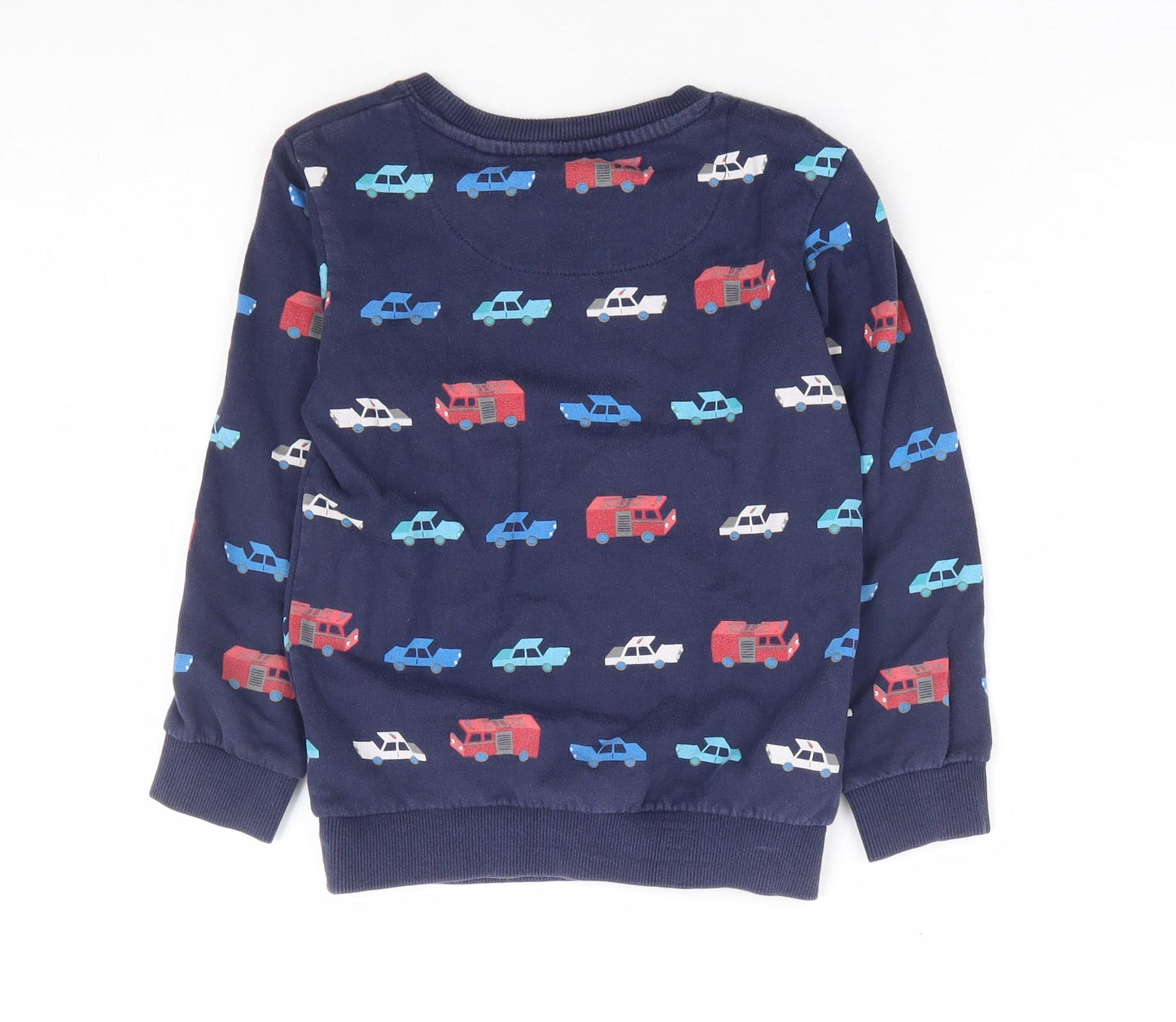 Blue Zoo Boys Blue Geometric 100% Cotton Pullover Sweatshirt Size 4-5 Years Pullover - Cars