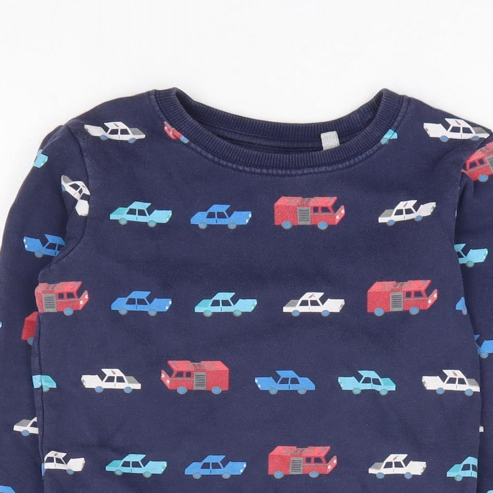 Blue Zoo Boys Blue Geometric 100% Cotton Pullover Sweatshirt Size 4-5 Years Pullover - Cars