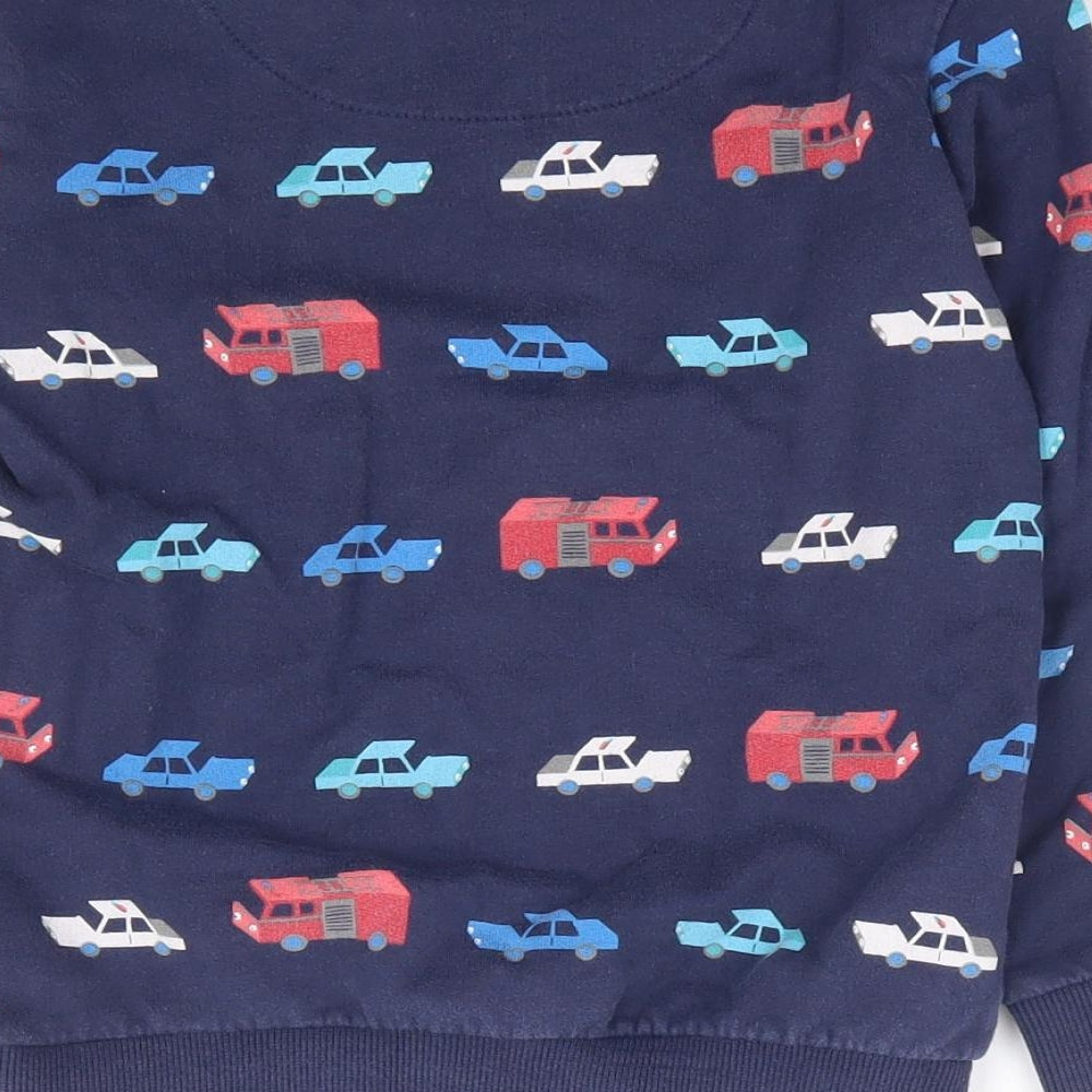 Blue Zoo Boys Blue Geometric 100% Cotton Pullover Sweatshirt Size 4-5 Years Pullover - Cars