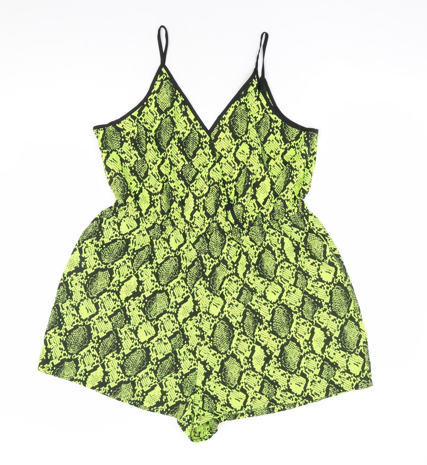 New Look Womens Green Animal Print Polyester Playsuit One-Piece Size L L9 in Pullover - Snake Skin Print