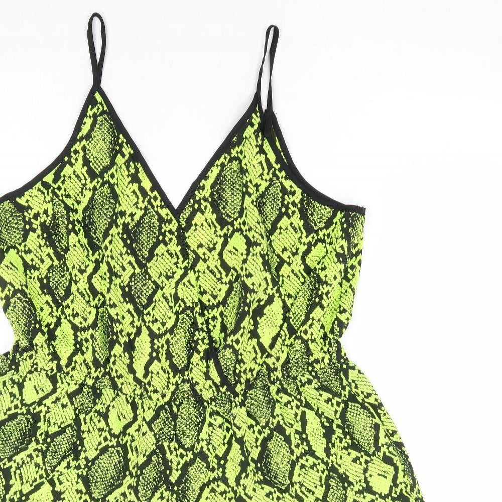 New Look Womens Green Animal Print Polyester Playsuit One-Piece Size L L9 in Pullover - Snake Skin Print