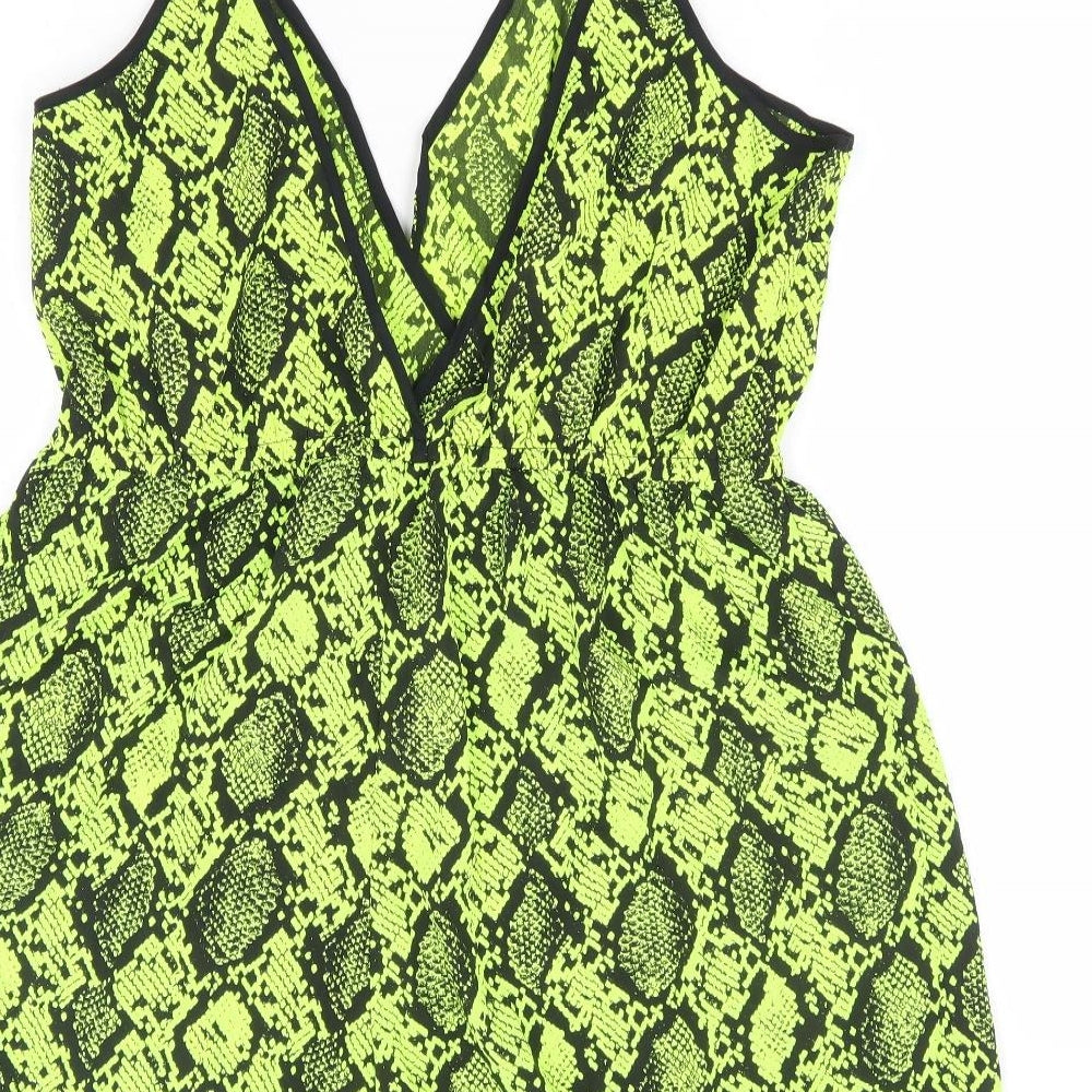 New Look Womens Green Animal Print Polyester Playsuit One-Piece Size L L9 in Pullover - Snake Skin Print