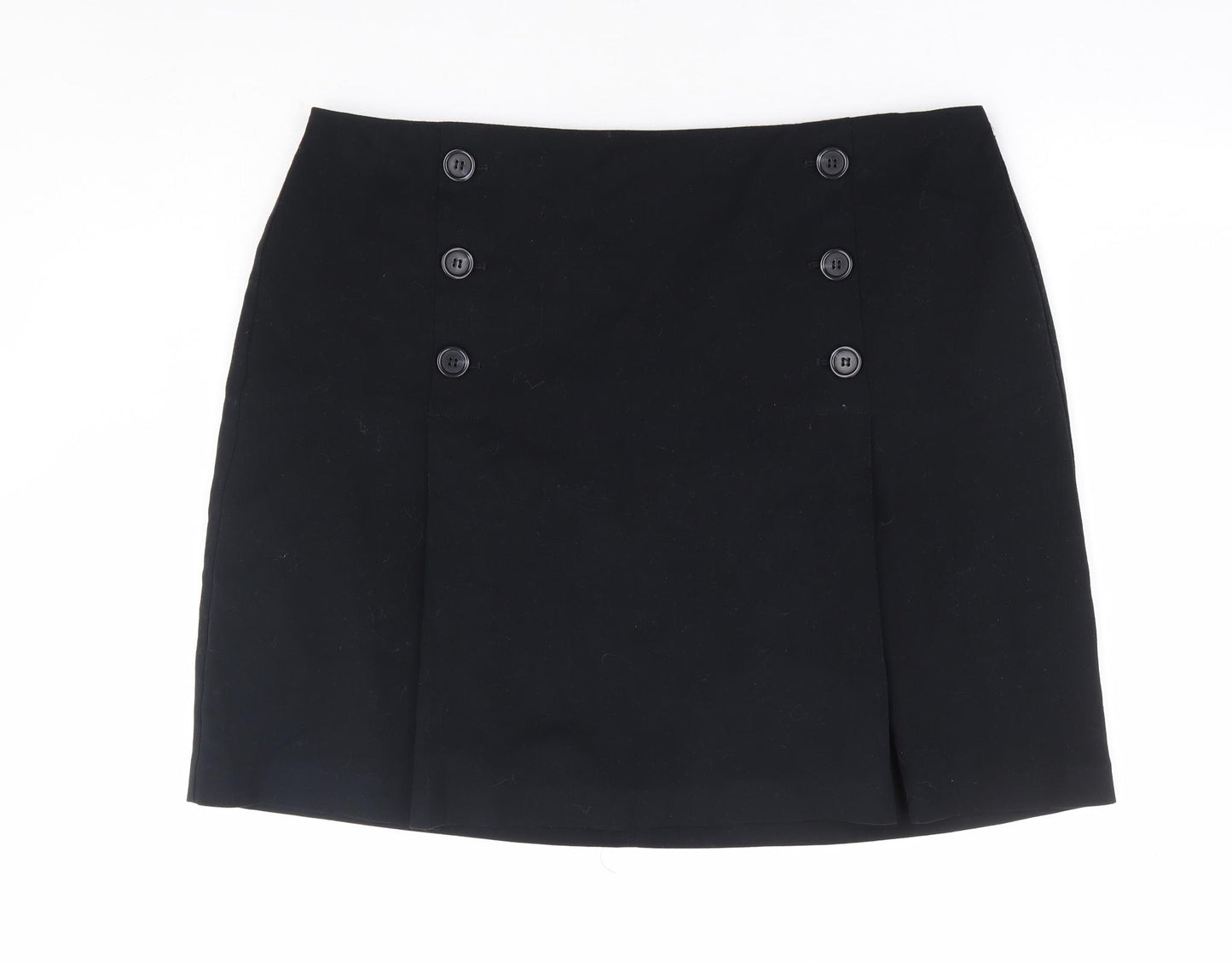 Marks and Spencer Womens Black Polyester A-Line Skirt Size 18 Zip