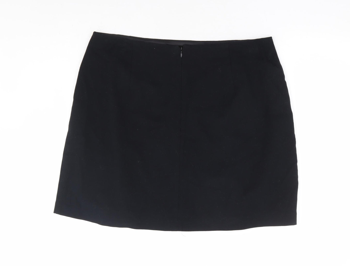 Marks and Spencer Womens Black Polyester A-Line Skirt Size 18 Zip