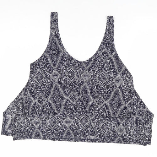 H&M Womens Blue Geometric Polyester Basic Tank Size L Scoop Neck