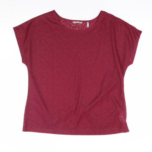 Anthology Womens Red Floral Polyester Basic T-Shirt Size 16 Round Neck