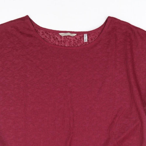 Anthology Womens Red Floral Polyester Basic T-Shirt Size 16 Round Neck