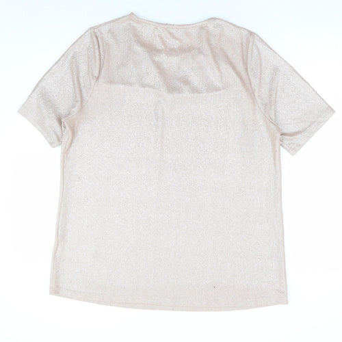 Julipa Womens Gold Polyamide Basic Blouse Size 16 Round Neck
