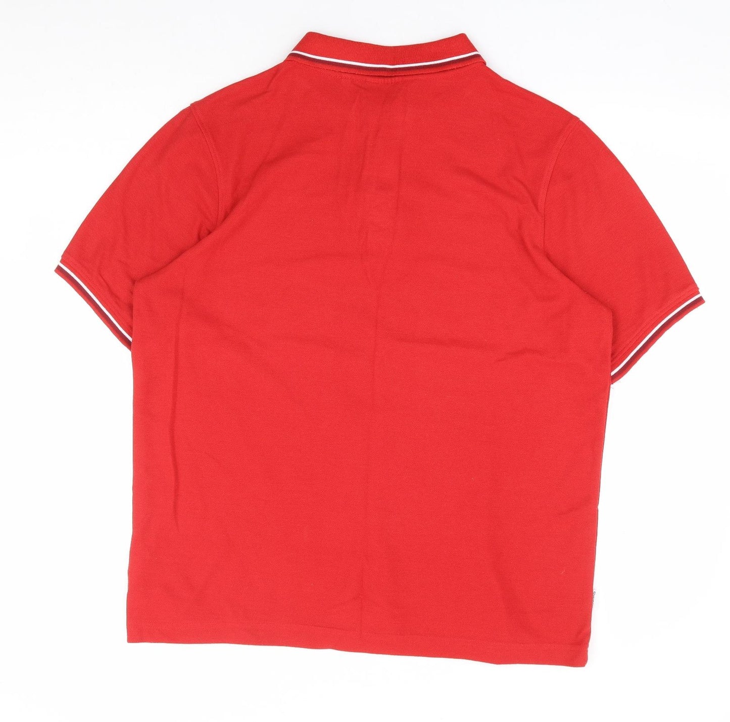 Slazenger Mens Red Polyester Polo Size L Collared Button