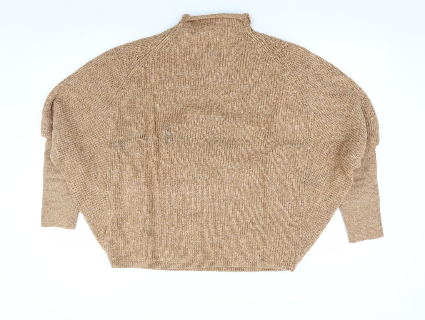 JD Williams Womens Brown Mock Neck Acrylic Pullover Jumper Size 16 - Loose Fit Batwing
