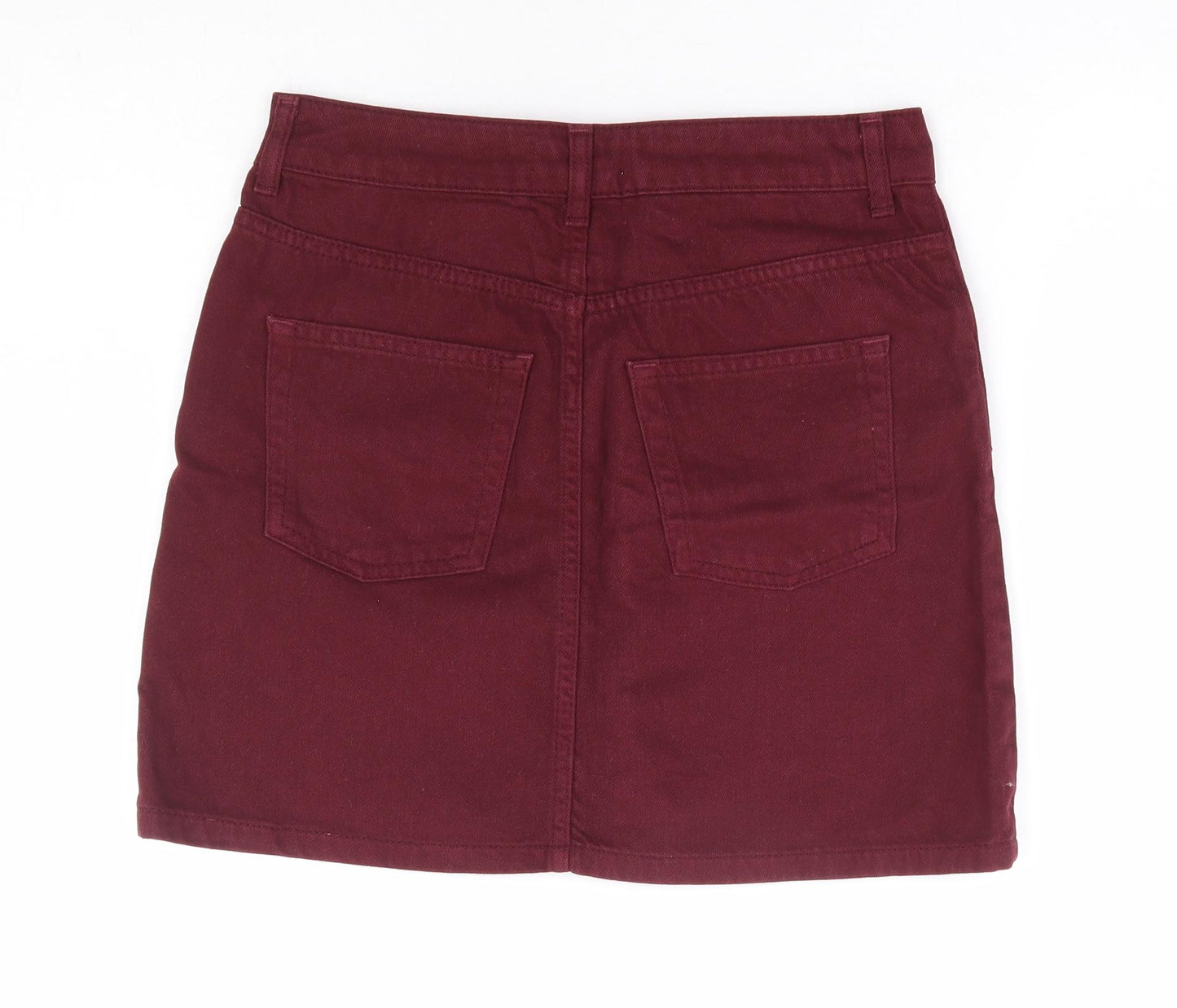 Topshop Womens Red Cotton Mini Skirt Size 8 Zip