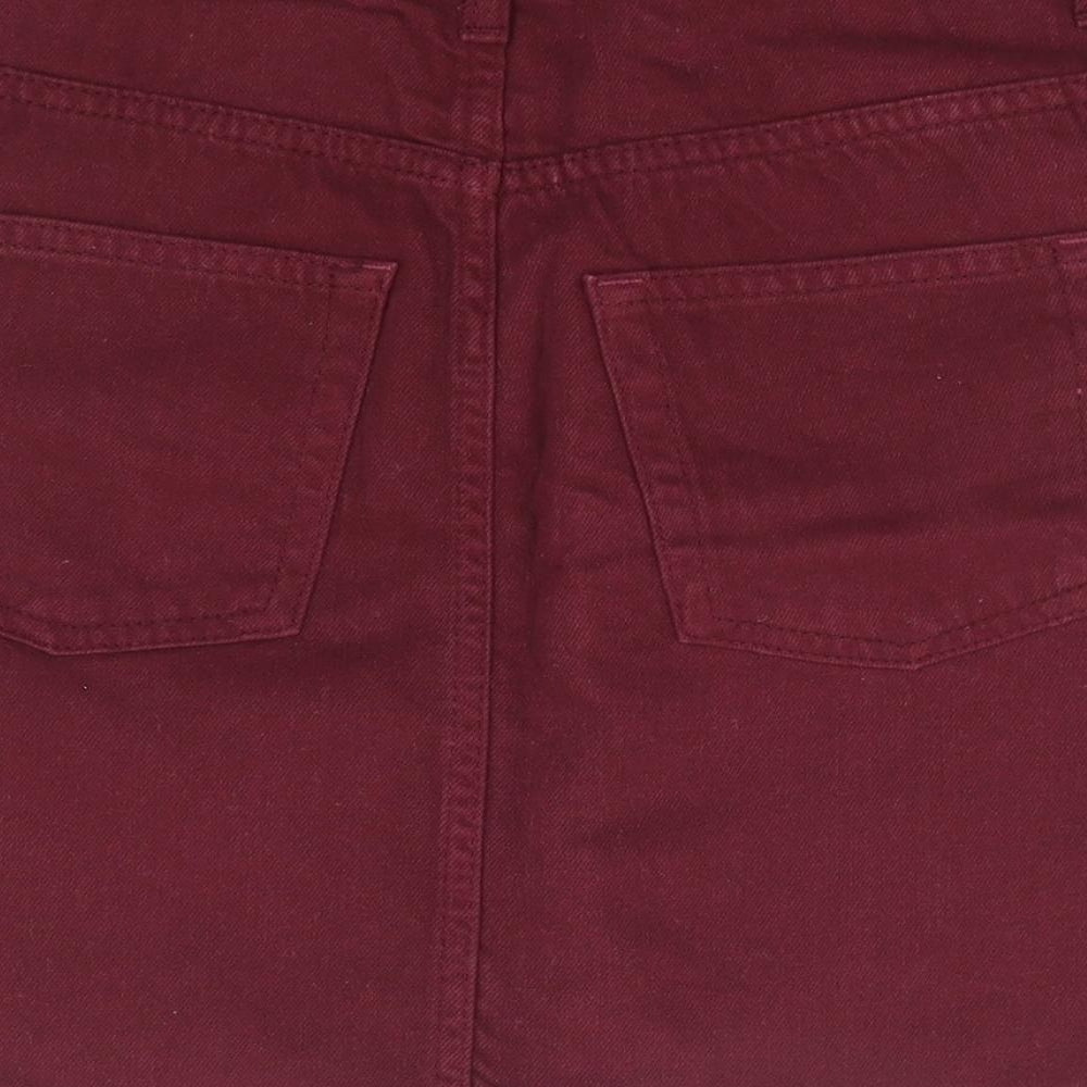 Topshop Womens Red Cotton Mini Skirt Size 8 Zip