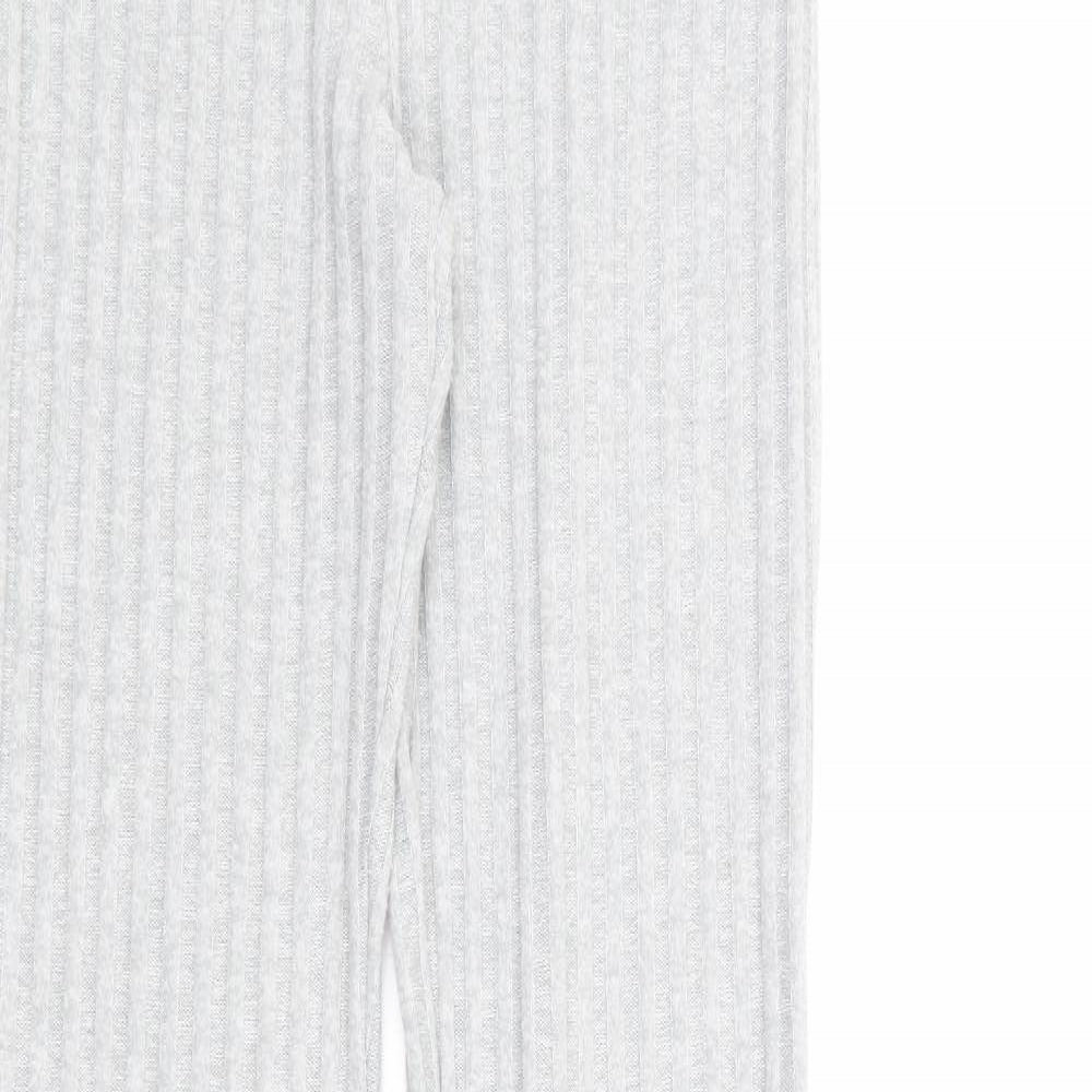 Topshop Womens Grey Polyester Trousers Size 8 L32 in Regular - Ribbed