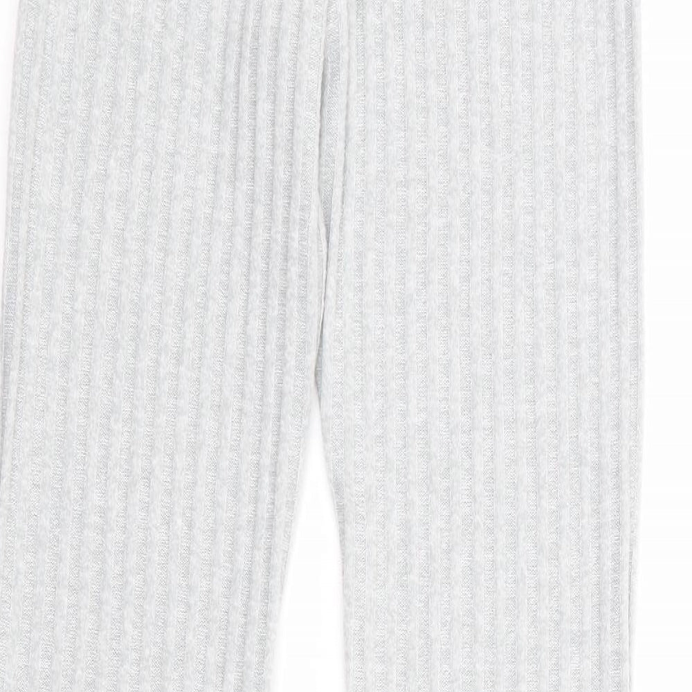 Topshop Womens Grey Polyester Trousers Size 8 L32 in Regular - Ribbed