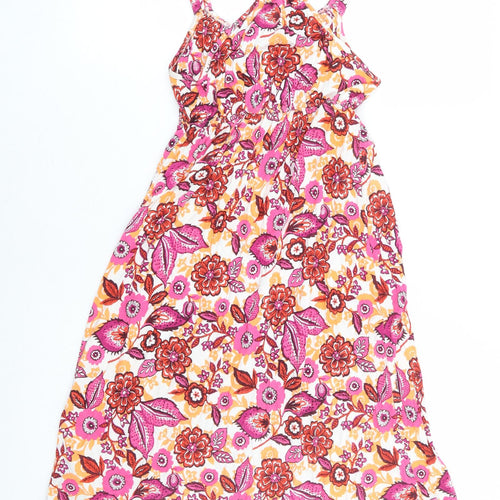 New Look Womens Multicoloured Floral Viscose Mini Size 8 Round Neck Pullover - Racer Back