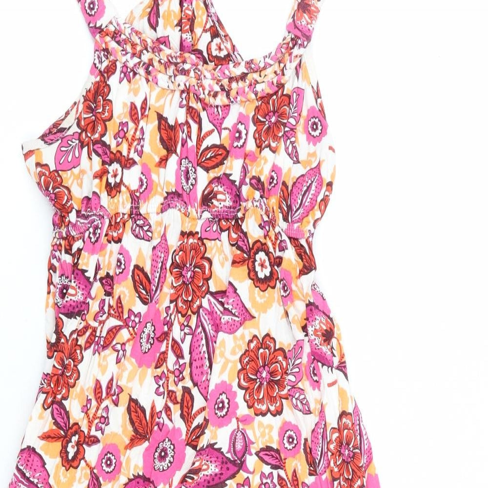 New Look Womens Multicoloured Floral Viscose Mini Size 8 Round Neck Pullover - Racer Back