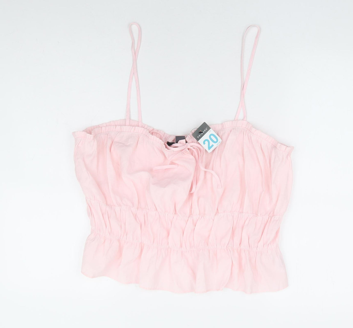 Primark Womens Pink Viscose Camisole Tank Size 20 Square Neck - Cropped